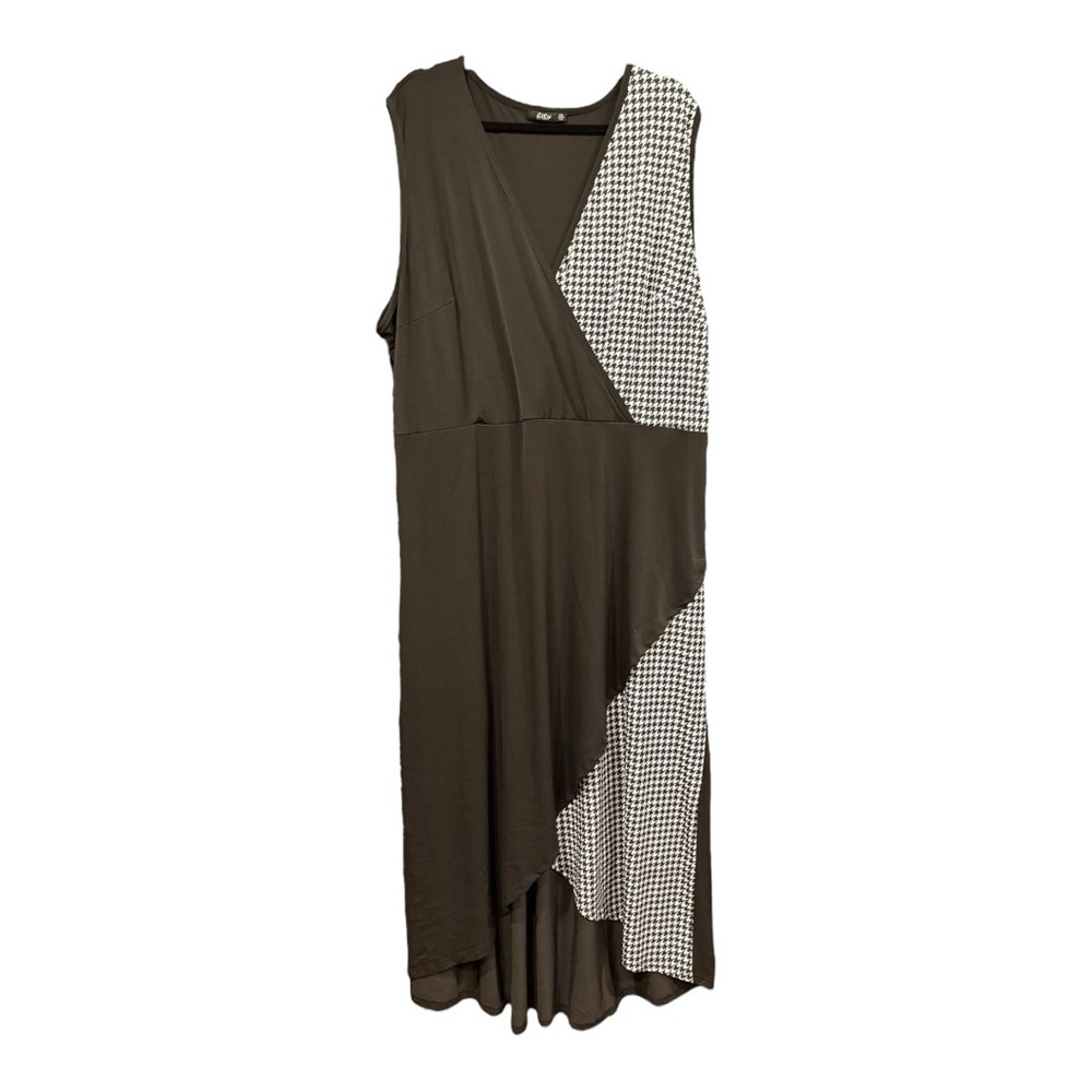 Lily by Firmiana Houndstooth Colorblock Sleeveless Hi/low Dress 4XL X